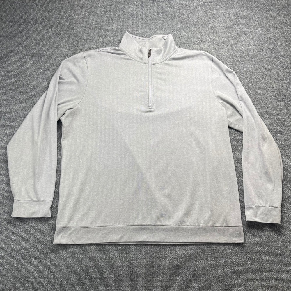 Vineyard Vines Mens XL Gray Herringbone Quarter Zip Pullover Sweater Mock Neck